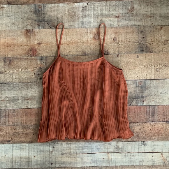 Pleated Burnt Orange Forever 21 Spaghetti Strap - Picture 2 of 3